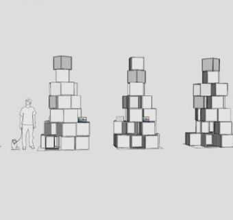 堆积的格子展示柜SU模型下载_sketchup草图大师SKP模型