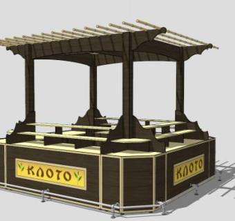 欧式精致防腐木廊架SU模型下载_sketchup草图大师SKP模型