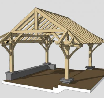 景观防腐木廊架SU模型下载_sketchup草图大师SKP模型