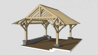 景观防腐木廊架SU模型下载_sketchup草图大师SKP模型