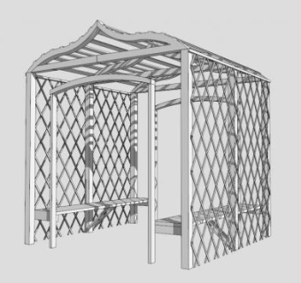 欧式白色花架廊架SU模型下载_sketchup草图大师SKP模型