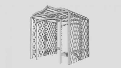 欧式白色花架廊架SU模型下载_sketchup草图大师SKP模型