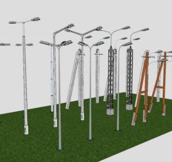 现代多功能节能路灯SU模型下载_sketchup草图大师SKP模型