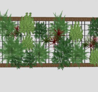 木质绿植花架植物墙SU模型下载_sketchup草图大师SKP模型