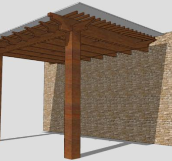 方形木廊架SU模型下载_sketchup草图大师SKP模型