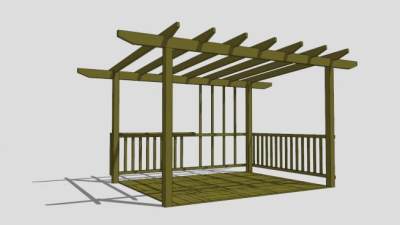 木结构廊架设计SU模型下载_sketchup草图大师SKP模型