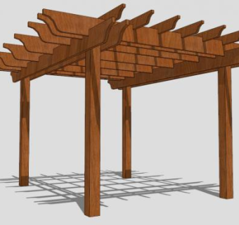 方形廊架设计SU模型下载_sketchup草图大师SKP模型