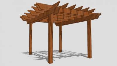 方形廊架设计SU模型下载_sketchup草图大师SKP模型