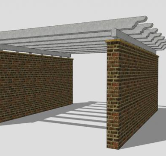 石砖方形廊架设计SU模型下载_sketchup草图大师SKP模型