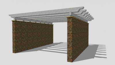 石砖方形廊架设计SU模型下载_sketchup草图大师SKP模型