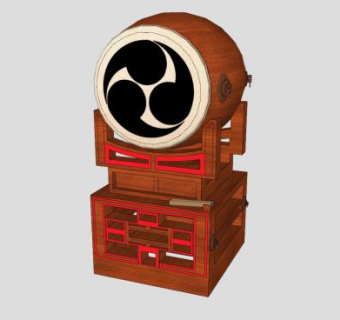 日式鼓木鼓SU模型下载_sketchup草图大师SKP模型
