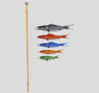 日本鲤鱼旗装饰的SU模型下载_sketchup草图大师SKP模型