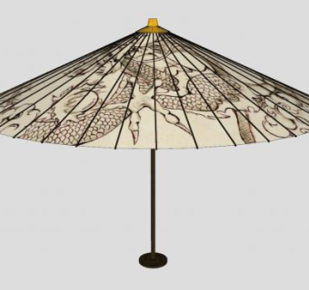 龙纹油纸伞遮阳伞SU模型下载_sketchup草图大师SKP模型