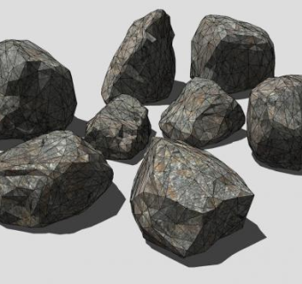 岩石石头置石SU模型下载_sketchup草图大师SKP模型