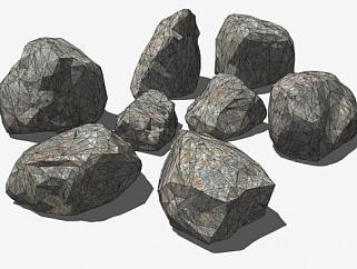 岩石石头置石SU模型下载_sketchup草图大师SKP模型