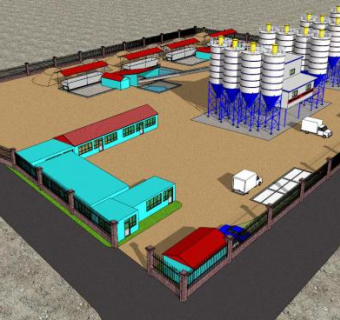 工业工厂搅拌站SU模型_su模型下载 草图大师模型_SKP模型
