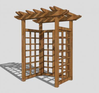 景区精致廊架SU模型下载_sketchup草图大师SKP模型