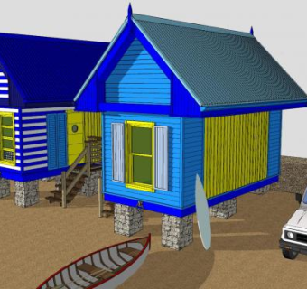 度假休闲木屋的SU模型下载_sketchup草图大师SKP模型