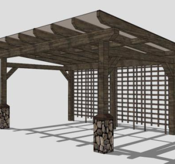 欧式方形廊架设计SU模型下载_sketchup草图大师SKP模型