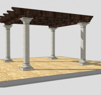欧式景区廊架SU模型下载_sketchup草图大师SKP模型