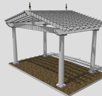 新中式凉亭廊架SU模型下载_sketchup草图大师SKP模型