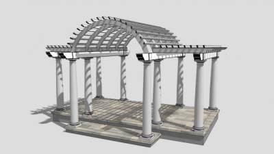 现代欧式白色廊架SU模型下载_sketchup草图大师SKP模型