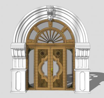 北欧住宅大门前门SU模型下载_sketchup草图大师SKP模型