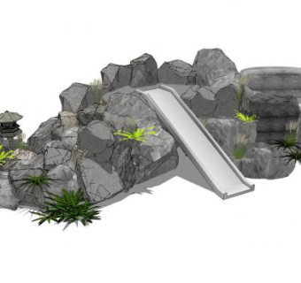 园艺假山SU模型下载_sketchup草图大师SKP模型