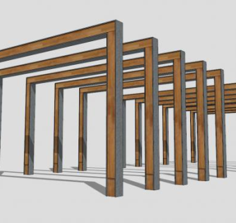 条形廊架SU模型下载_sketchup草图大师SKP模型