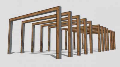 条形廊架SU模型下载_sketchup草图大师SKP模型