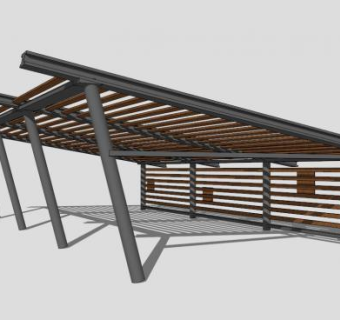 现代黑色廊架SU模型下载_sketchup草图大师SKP模型