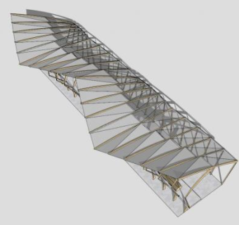 现代灰色条形廊架SU模型下载_sketchup草图大师SKP模型