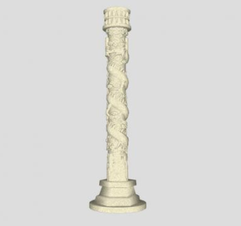 盘龙柱白色浮雕SU模型下载_sketchup草图大师SKP模型
