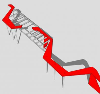 红色异形条形廊架SU模型下载_sketchup草图大师SKP模型