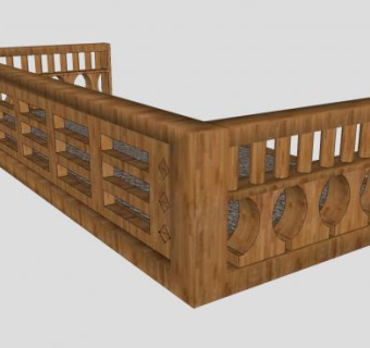 木质阳台护栏SU模型下载_sketchup草图大师SKP模型