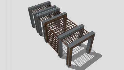 黑色条形廊架SU模型下载_sketchup草图大师SKP模型