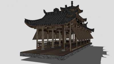 廊桥风雨桥的SU模型下载_sketchup草图大师SKP模型