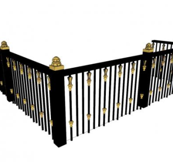 欧简铁艺栏杆SU模型下载_sketchup草图大师SKP模型