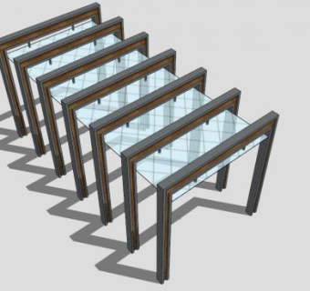 现代玻璃条形廊架SU模型下载_sketchup草图大师SKP模型