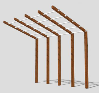 景观条形木廊架SU模型下载_sketchup草图大师SKP模型
