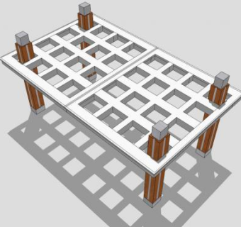 小区景观条形廊架SU模型下载_sketchup草图大师SKP模型