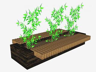 植物<em>花箱</em>木座椅的SU模型下载_sketchup草图大师SKP模型