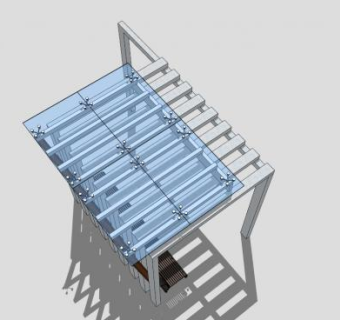 现代玻璃景观条形廊架SU模型下载_sketchup草图大师SKP模型