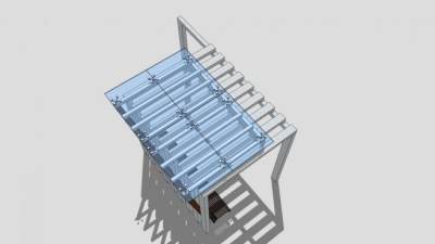 现代玻璃景观条形廊架SU模型下载_sketchup草图大师SKP模型