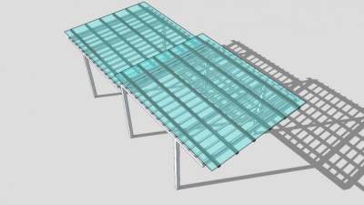 现代淡蓝色玻璃条形廊架SU模型下载_sketchup草图大师SKP模型