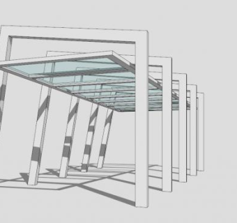 创意户外条形廊架SU模型下载_sketchup草图大师SKP模型
