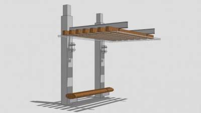 欧式户外条形廊架SU模型下载_sketchup草图大师SKP模型