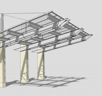 现代公司条形廊架设计SU模型下载_sketchup草图大师SKP模型