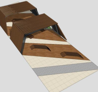 木质抽象廊架SU模型下载_sketchup草图大师SKP模型