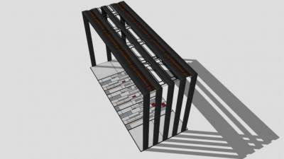 现代条形木廊架SU模型下载_sketchup草图大师SKP模型